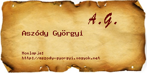 Aszódy Györgyi névjegykártya